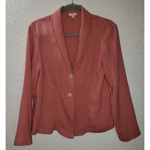 J. Jill Sz S Small Linen Rayon Blend Blazer Jacket Salmon Coral Pink Career Top